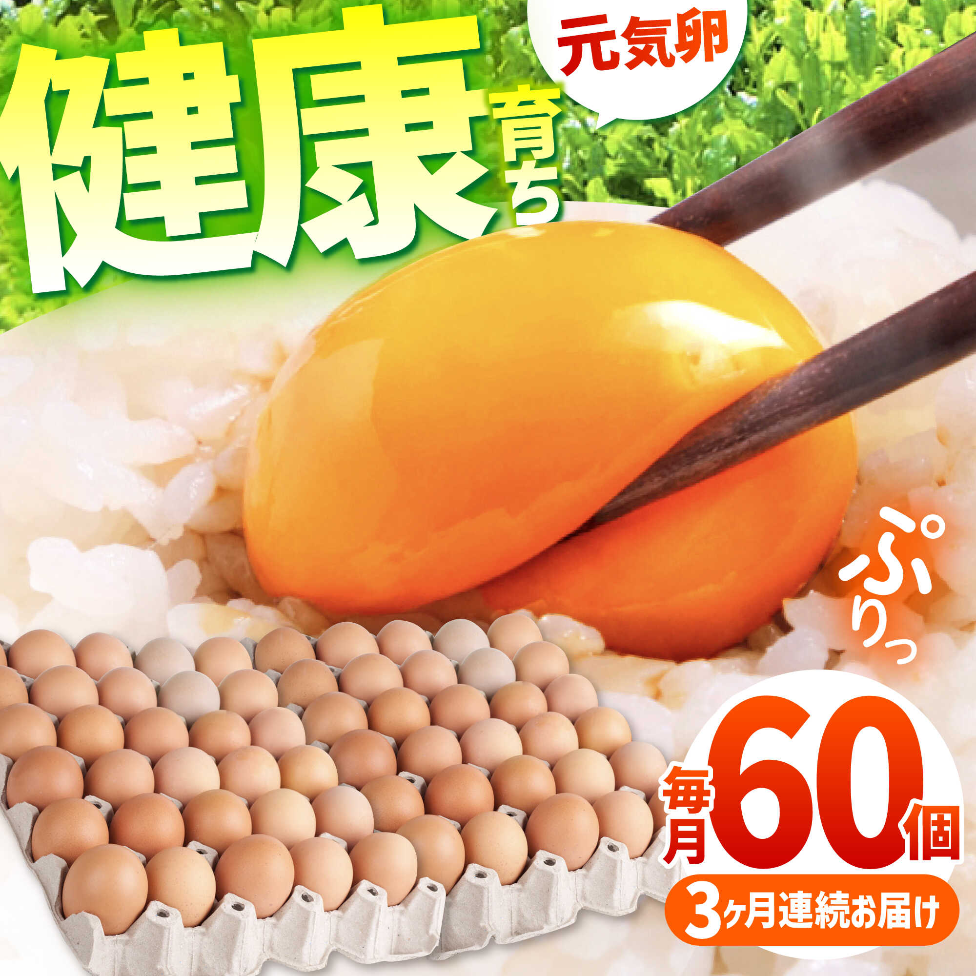 【ふるさと納税】【3回定期便】お茶と海藻で健康育ち 元気卵 180個（60個×3回） / たまご タマゴ 玉子 鶏卵 / 亀山市 / 藪本養鶏園 [AMBH006]