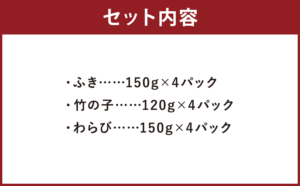 らんこし山菜パック(無添加 ふき、竹の子、わらび)