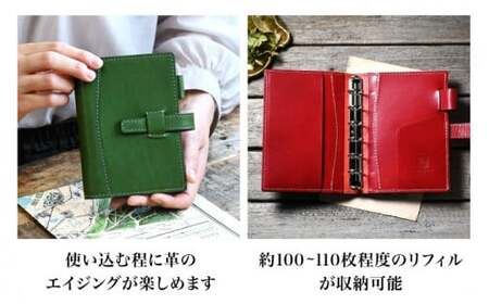 本革ミニ6穴システム手帳15mmリング ノワール(黒色)　滋賀県長浜市/株式会社ブラン・クチュール[AQAY148]