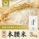 【ふるさと納税】本腰米3kg 精米 千葉県産コシヒカリ 農薬不使用 お米 3kg 千葉県産 大網白里市 コシヒカリ 農薬不使用 米 精米 こめ 送料無料 F001