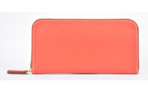 栃木レザー使用｜滑らか本革Lジップ長財布｜Round zip wallet 01｜レッド｜minca（全7色）