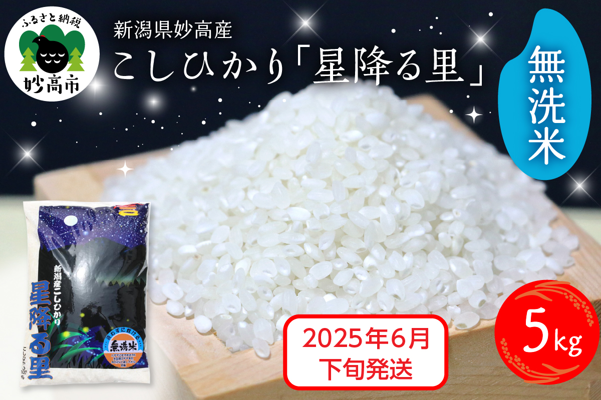 【2025年6月下旬発送】令和6年産 新潟県妙高産こしひかり「星降る里」5kg 無洗米