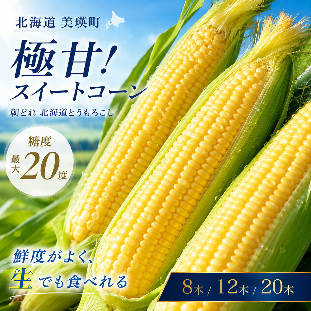 【ふるさと納税】【令和8年産予約受付！】とうもろこし（ほしつぶコーン）8本 12本 20本 選べる 1回 2回 定期便 野菜 送料無料 北海道 北海道美瑛 北海道美瑛町 美瑛町 美瑛 北海道産 美瑛産 スイートコーン イエローコーン 5kg以上 とうきび 黒木農場