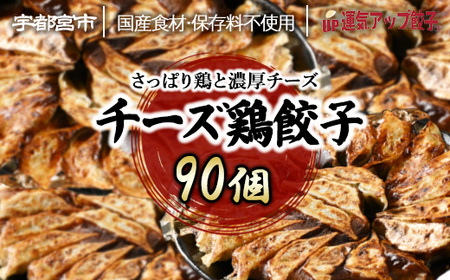 宇都宮餃子 運気アップ餃子  チーズ鶏餃子 90個 保存料不使用【 餃子 ぎょうざ 冷凍餃子 冷凍食品 惣菜 栃木県 宇都宮市 】※配送不可地域：離島