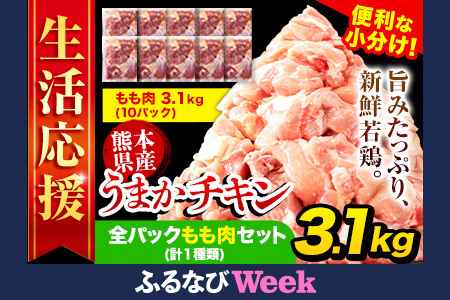 【ふるなびWEEK対象】うまかチキン 鶏肉 もも肉 3.1kg《10月上旬-10月末頃出荷予定》