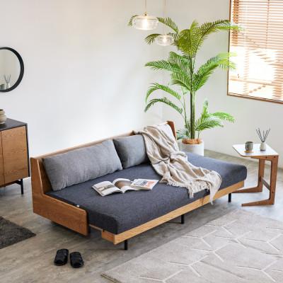 ふるさと納税 大川市 ソファベッド  幅200 ペース 200ごろ寝ソファ&lt;ヴィンテージナチュラル×ダークグレー&gt;