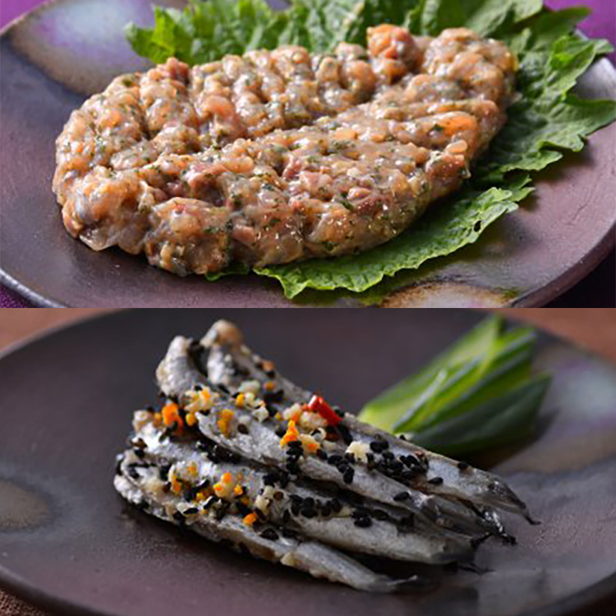 ＜本家留蔵＞あじのなめろう、いわしのごま漬け詰合せ（60g×2、140g×2）