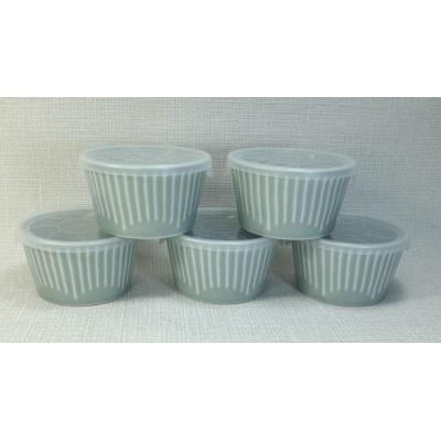 ふるさと納税 長崎県 【波佐見焼】φ11cmノンラップ鉢5個組 花ふわりグレー 　5 10145