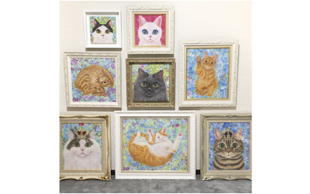 猫作家福嶋吾然有が描く、猫のフルオーダー絵画　 F8号サイズ