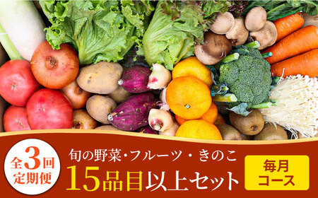 【3回定期便】野菜定期便15品目以上 吉岡青果[SCZ023] 野菜定期便