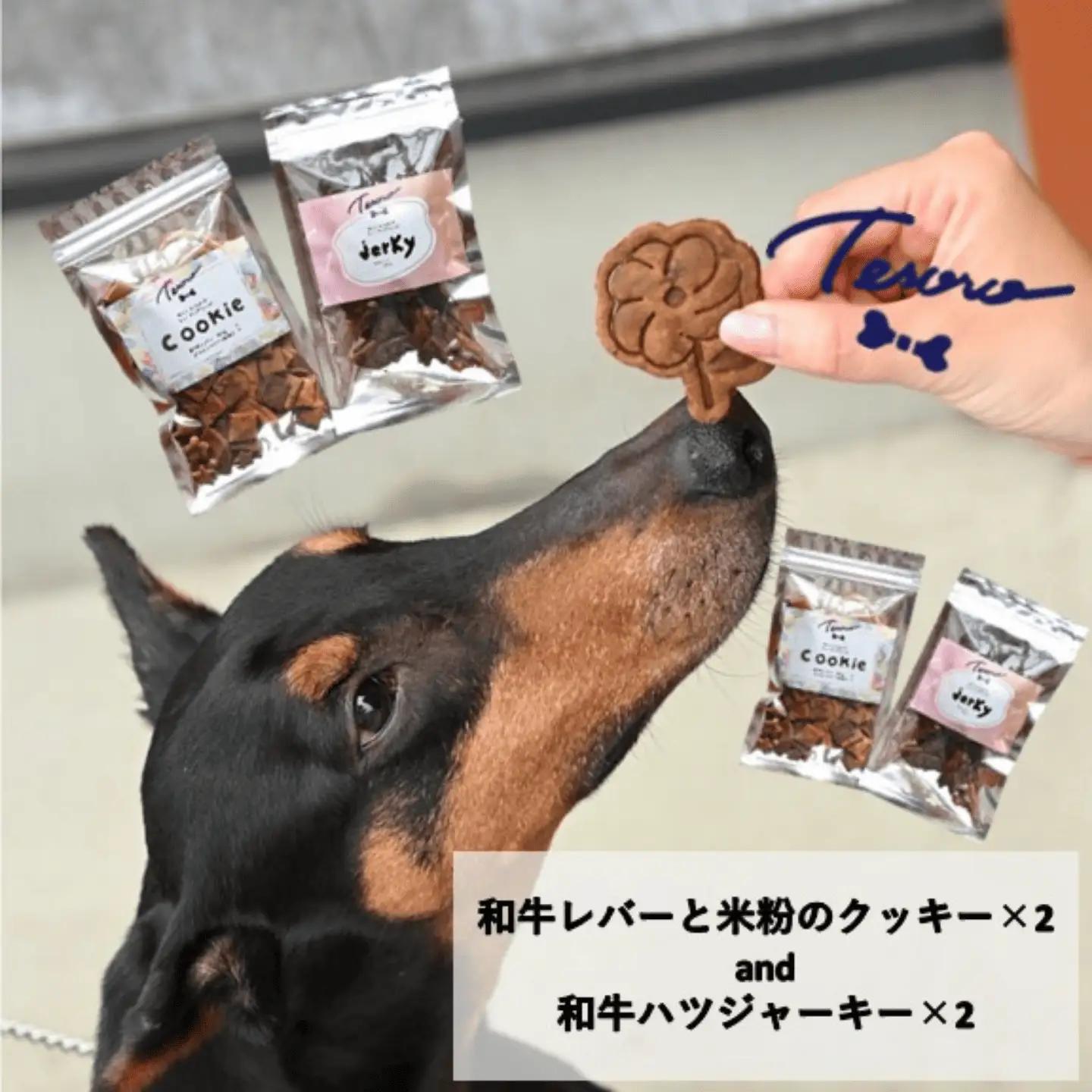 【Tesoro】わんこ用／和牛レバー米粉のクッキーとジャーキー　各2袋セット　クッキー