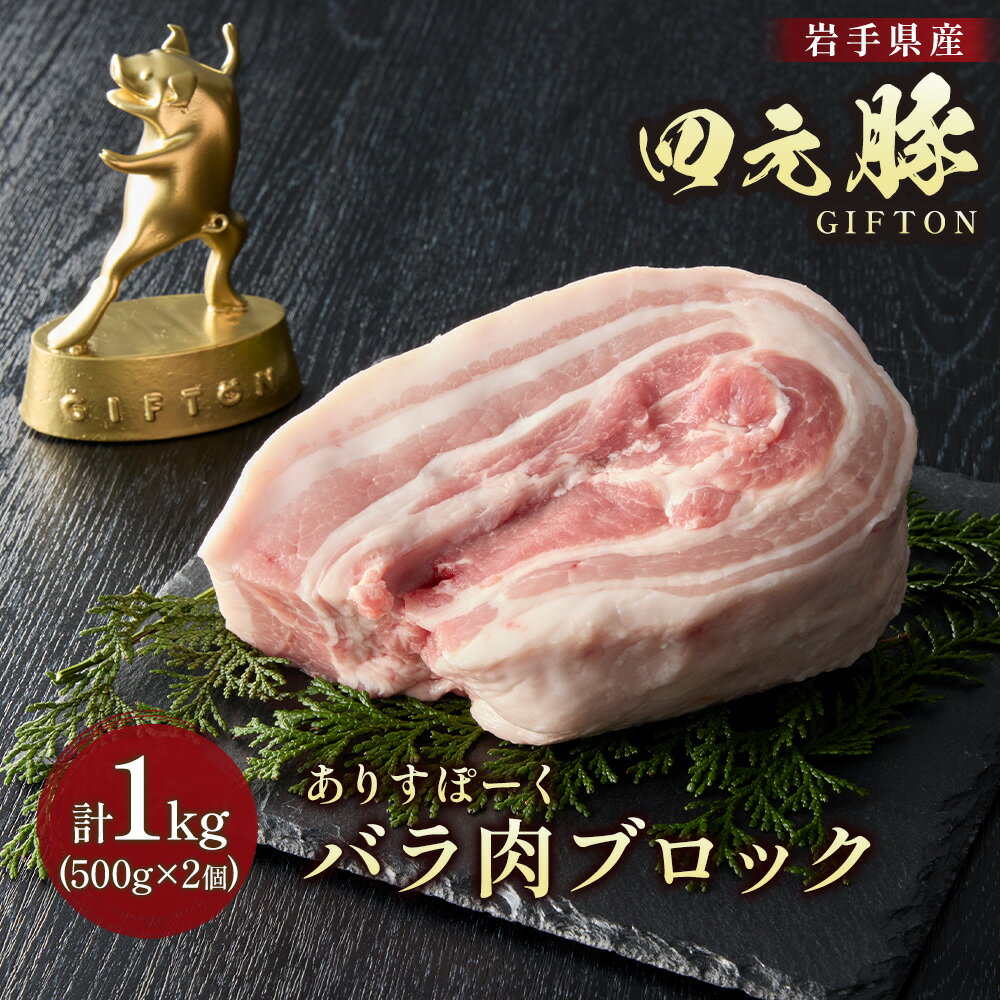 【ふるさと納税】ブランド豚 四元豚 豚バラ ブロック 1kg 500g 2パック GIFTON 豚肉 冷凍 ギフト 贈り物 ご当地 お歳暮 年末年始 大晦日 年越し お正月 パーティー 焼肉 煮込み 炒め物 料理 ストック かたまり肉 ごえん株式会社