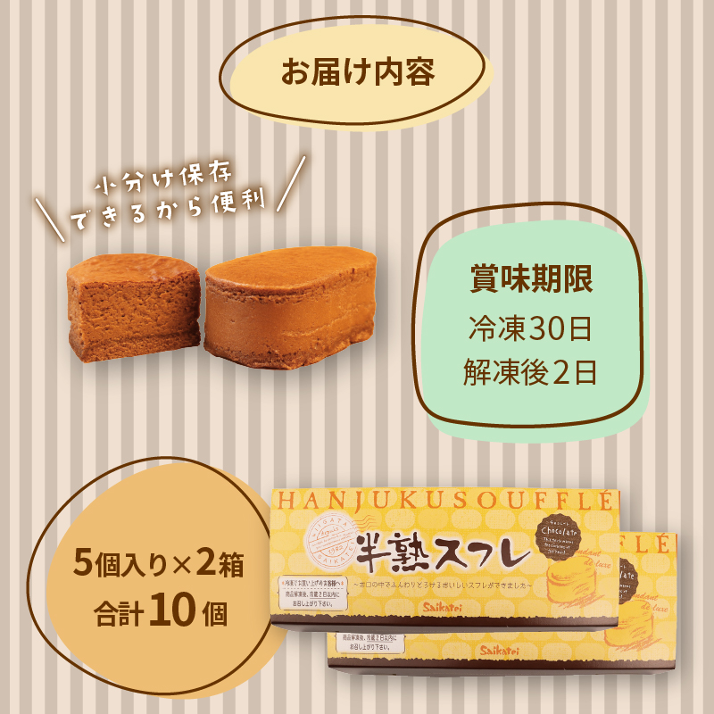 半熟スフレ ショコラケーキ 10個 5個入り 2箱 チョコレート ケーキ カカオ チーズ 贈答 ギフト おすすめ 菜菓亭 新潟銘菓 新潟 新発田 いえい 菜菓亭 洋菓子 お歳暮 iei002_02