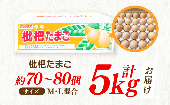 産直枇杷たまご 5kg / 卵 たまご 鶏卵 国産 玉子 枇杷 / 諫早市 / 長崎県養鶏農業協同組合 [AHCX003]