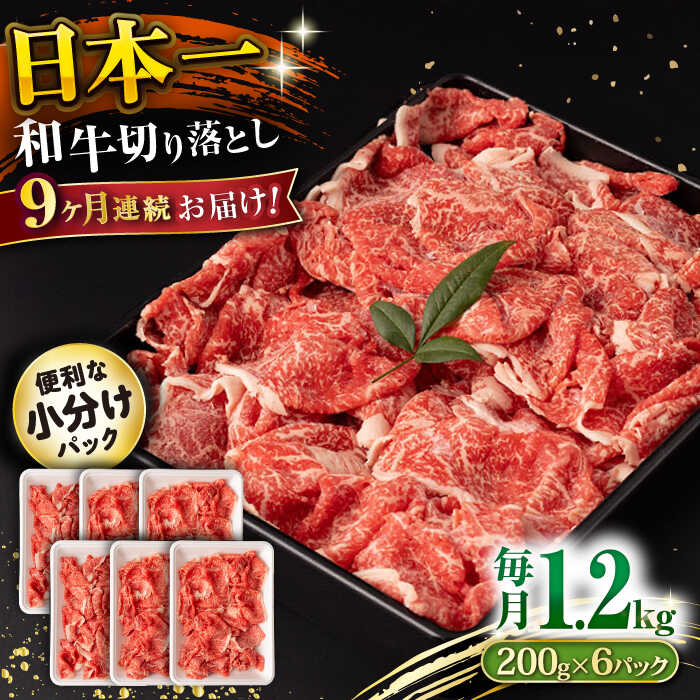 【ふるさと納税】【9回定期便】長崎和牛 切り落とし 1.2kg/月（総計10.8kg） / 牛肉 切り落とし 切りおとし きりおとし すき焼き 小分け / 大村市 / おおむら夢ファームシュシュ[ACAA236]