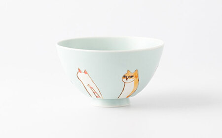 肥前吉田焼 六猫お茶碗4色セット NAZ314 
