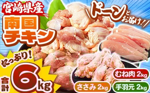 
            宮崎県産 南国チキン  3種部位セット（ ササミ、手羽元、ムネ ） 合計 6kg   | 肉 にく ささみ 1kg ×2パック、 手羽元 1kg × 2パック、ムネ 1kg × 4パック 人気 鶏肉 セット 唐揚げ チキン南蛮 煮物 肉 にく ブロイラー生産 No.1 宮崎県 数量限定 期間限定 |  ふるさと納税 返礼品
          
