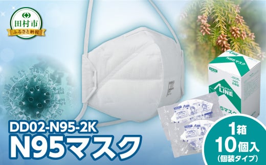 DD02-N95-2K 1箱 10個入り （個袋タイプ） N95マスク 感染予防 対策 福島県 田村市 重松製作所 シゲマツ