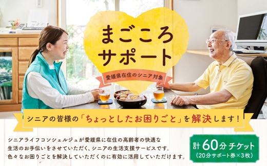 まごころサポート 計60分 チケット ( 20分サポート券 × 3枚 ) サポート チケット 券 サポートチケット サポート券 生活支援サービス 生活支援 サービス シニア 高齢者 コンシェルジュ ( 1026 )