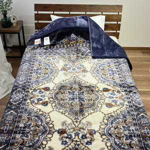 日本製 アクリル マイヤー毛布 シングル ブルー 1枚 (新合繊2枚合わせ毛布)N-YO-2800BL [3668]