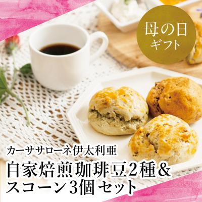 ふるさと納税 南さつま市 【母の日ギフト】自家焙煎珈琲豆2種(モカブレンドコーヒー・マイルドブレンドコーヒー)&amp;スコーン