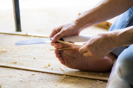 白竹籐巻麻の葉丸皿(大)【別府竹細工】【山下工芸】_B095-012