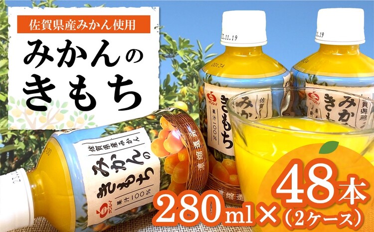 みかんのきもち 280ml×48本(計2ケース)【JA みかんジュース さがみかん 果汁100％ 美味しい コク 飲みきり 280ml】 B4-J012020