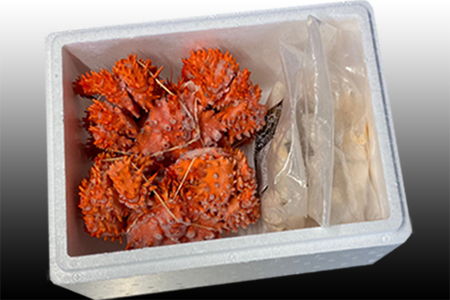 【北海道根室産】花咲かに500g前後～650g前後×2尾、たこ唐揚げ250g×2P C-30075