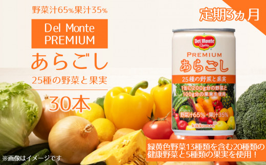 
【定期便3ヶ月】 プレミアム あらごし 25種の野菜と果実 (30本) デルモンテ
