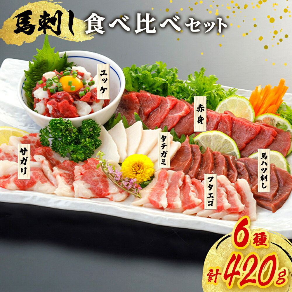 【ふるさと納税】 馬刺し 6種 420g 熊本 食べ比べ セット 詰め合わせ 馬肉 馬 赤身 たてがみ ハツ サガリ フタエゴ ユッケ 肉刺し バラエティ 桜屋 贈答用 ギフト 南小国町 送料無料