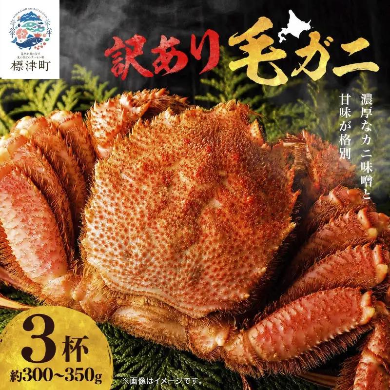 【訳あり】毛ガニ 300g~350g×3杯 毛ガニ 【AF】