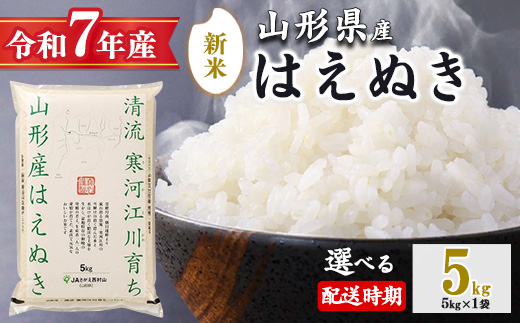 ＜ 2025年12月上旬＞ 《先行予約》令和7年産 はえぬき 5kg（5kg×1袋） 山形県産 2025年産 　010-C-JA007-2025-12J