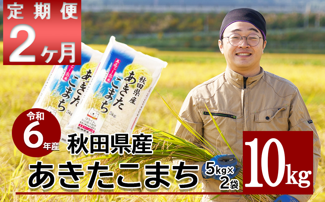 【定期便2ヶ月】 令和6年産 秋田県産あきたこまち10kg　210P9211