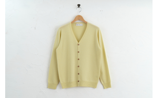 Vネック カーディガン 度詰 (L.イエロー)男性用サイズ:M(42)≪白田のカシミヤ/SHIRATA KNITWORKS≫