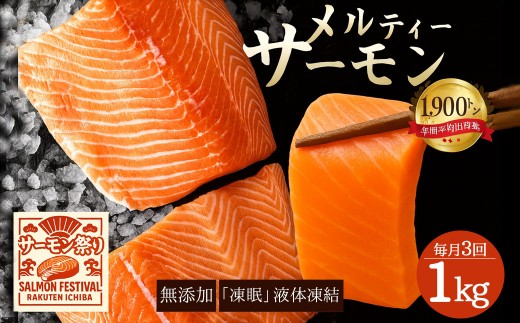 定期便 毎月 全3回 アトランティックサーモン 1kg  [ サーモン 生サーモン 生食サーモン 無添加サーモン 鮭 さけ サケ 海鮮 魚介 フィレ 刺身用 冷凍配送 人気返礼品 定期便 鮭定期便 小分け 真空パック 家庭用 ギフト用 香川県 三豊市 ]