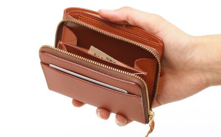 ファスナー付二つ折り財布 キャメル＜名入れ有・無＞ 名入れ有