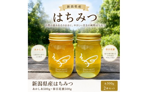 
                  新潟県産はちみつ　あかしあ500g・春百花蜜500ｇ
                