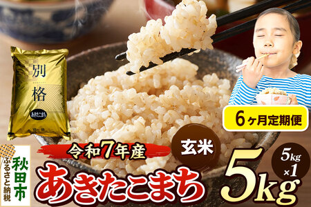 《令和7年産》《定期便6ヶ月》 米 あきたこまち 5kg 【玄米】 秋田県産