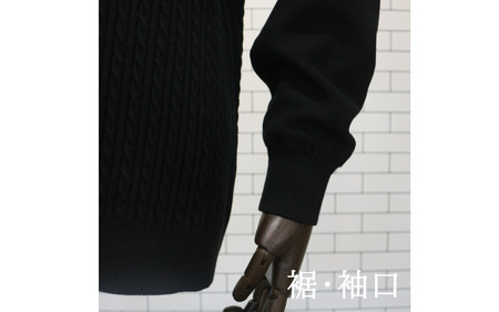 スウェット ケーブル柄 スウェットプルオーバー ( ブラック XL ) メンズ ニット 綿100％ | 長袖 無地 カジュアル シンプル おしゃれ 男性 ギフト 秋冬 秋 冬 新潟県 五泉市 有限会社