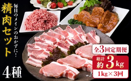 【全3回定期便】毎日のメインのおかずを彩る精肉セット 1,050g 2?3人前 4種《糸島》【糸島ミートデリ工房】 [ACA201]
