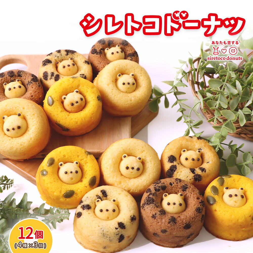 【ふるさと納税】シレトコドーナツ　12個ギフトセット ｜ シレトコファクトリー ドーナツ 12個 セット クマゴロン ミルク 牛乳　かぼちゃ カボチャ ココア ココアチョコ チョコチップ ハチミツ ギフト ふるさと納税 北海道 中標津町 中標津 知床【1200202】