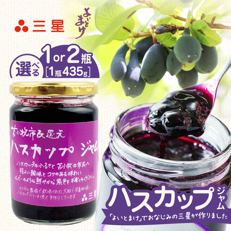 【ふるさと納税】＜選べる容量＞ カナダ産 苫小牧市民還元 ハスカップ ジャム 435g 1瓶 or 2瓶 スイーツ フルーツ 食パン ヨーグルト トースト クラッカー カルシウム ビタミンC 鉄分 アントシアニン 三星 北海道 苫小牧市 おすすめ ランキング プレゼント ギフト