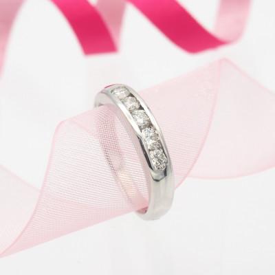 ふるさと納税 山梨県 PT900 0.48ct 一文字ダイヤモンド リング　#18　HR-009152 |  | 02