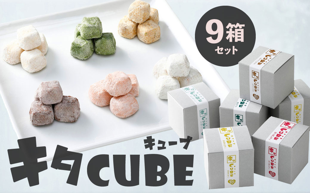 
キタCUBE 9個入り 1箱10粒入り チョコバナナ 希少糖プレーン 黒蜜きなこ メープルレモン 和三盆いちご 抹茶ラテ 竹炭珈琲 スイーツ アソート バラエティ お菓子 福岡県 北九州市
