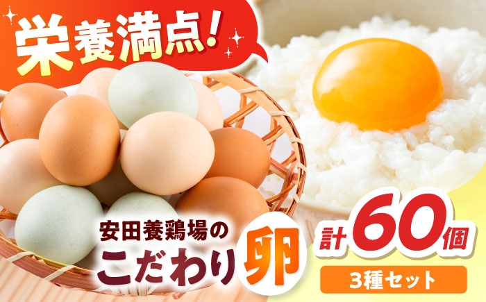 
            安田養鶏場の卵 3種セット しおさい アトムくん タフラン 60個入り（各20個入り） 横須賀市 産地直送 たまご 黄身 濃厚 卵 玉子 タマゴ 鶏卵  【安田養鶏場】 [AKHN007]
          