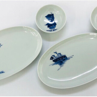 青花 絵変り楕円皿（24cm）とボウルのセット（2枚組） 小島芳栄堂 A35-219_イメージ2