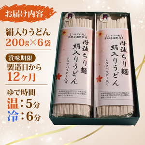 うどん 絹入りうどん 約12食(200g×6袋) シルクパウダーのうどん 絹うどん もちもちうどん 与謝野のうどん 京都のうどん