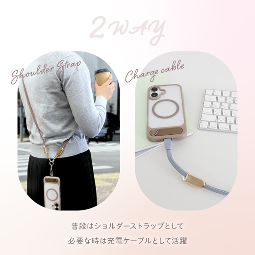 Owltech スマートフォン用ショルダーストラップ＆USB Type-C to USB Type-C 充電ケーブル Mignonne（ミニョン） OWL-CBX2MIN07CC-NA【 ガジェット 