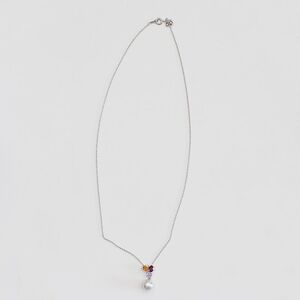 S101-398_あこや真珠 天草 ネックレス 9mm - 9.5mm ホワイトピンク 真珠 (半貴石 シトリン ロードライトガーネット ライトアメジスト)