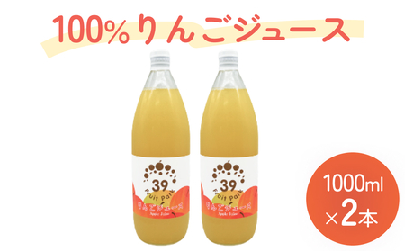 100％りんごジュース 1000ml×2本 | 果樹園 富山 氷見 ジュース ストレートジュース 果物 フルーツ ふじ 林檎 リンゴ りんご 飲料 果実飲料 ドリンク 1L 国産 ギフト 瓶 